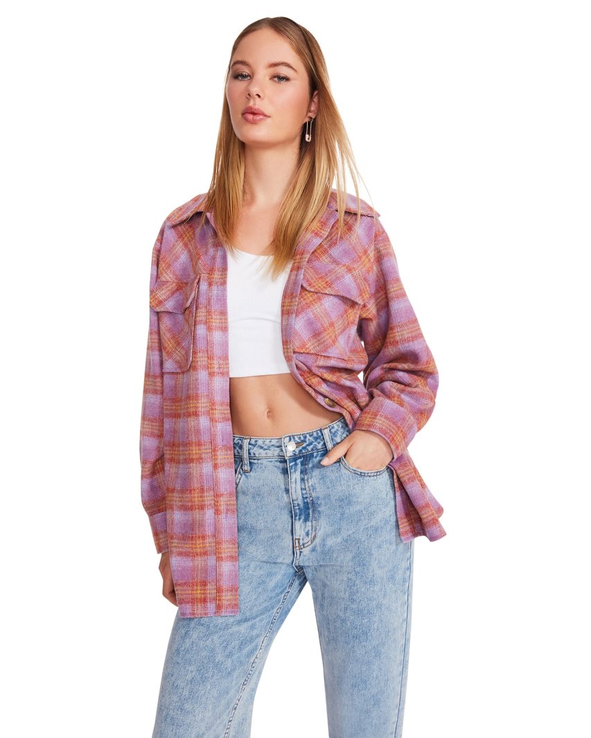 Purple Steve Madden Brooklyn Shacket Women's Shirt Jackets | PH 7904KMI